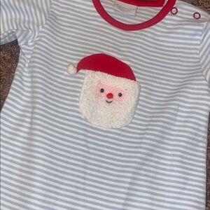 Blue and White Striped Kids One Piece with Santa Design